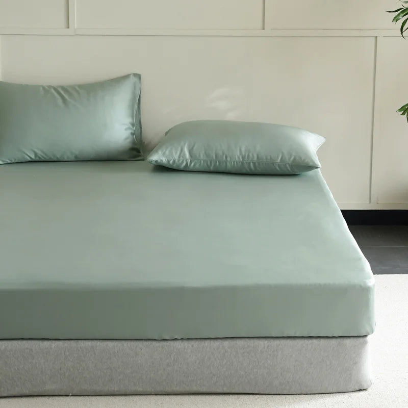 Mulberry Silk Fitted Bed Sheet with Elastic Bands Luxury Mattress Cover Single Double King Queen Size Bed Cover 100/140/200/220