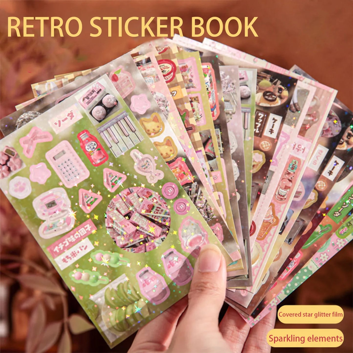 Vintage Scrapbook Stickers Retro Cafe Style Decorative Paper Sticker Book for Journaling Planners Aesthetic Stationery Gift