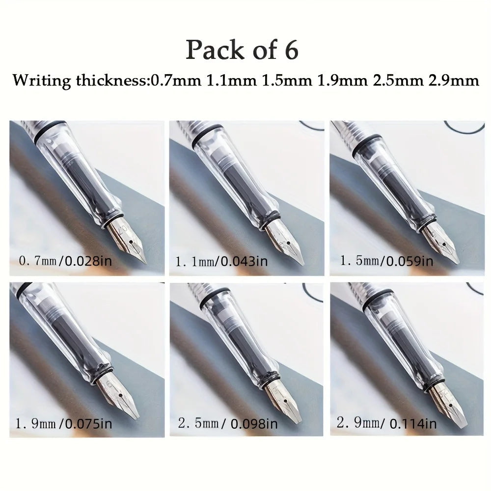 6pcs Calligraphy Parallel Pen Art Flat Tip Tibetan Arabic Fountain Pen Writing Pen For Gothic Letter Caligraphy Stationery& Ink