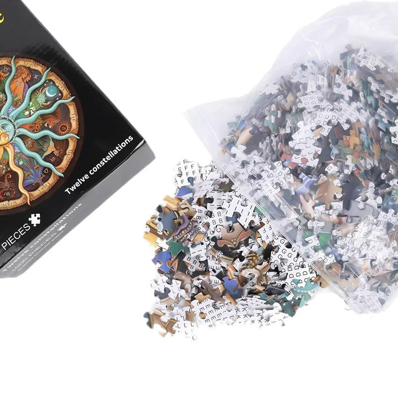 Adult Puzzle 1000 Pieces Challenge Games Learning Educational Puzzle Toys Moon Puzzle Rainbow Starry Space Traveler Flat Puzzle