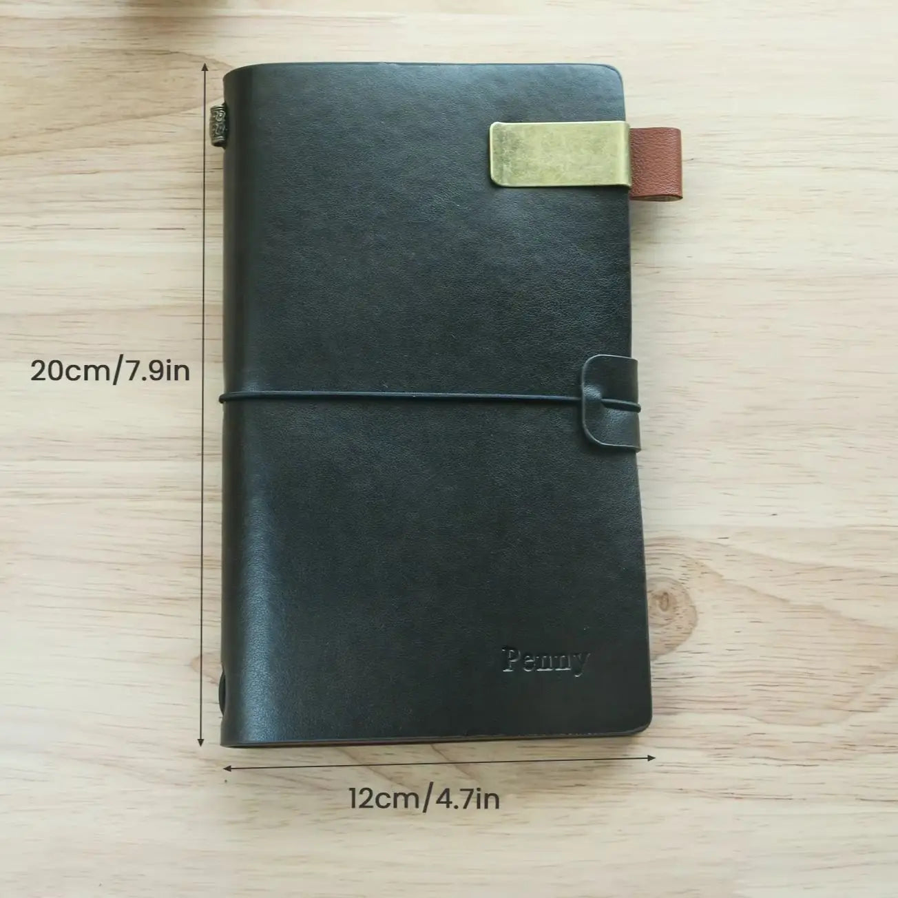 Customizable Vintage Leather Journal A6 Travel Notebook with Pen Holder And PVC Cash Card Sleeves Personalized Sketch Journal