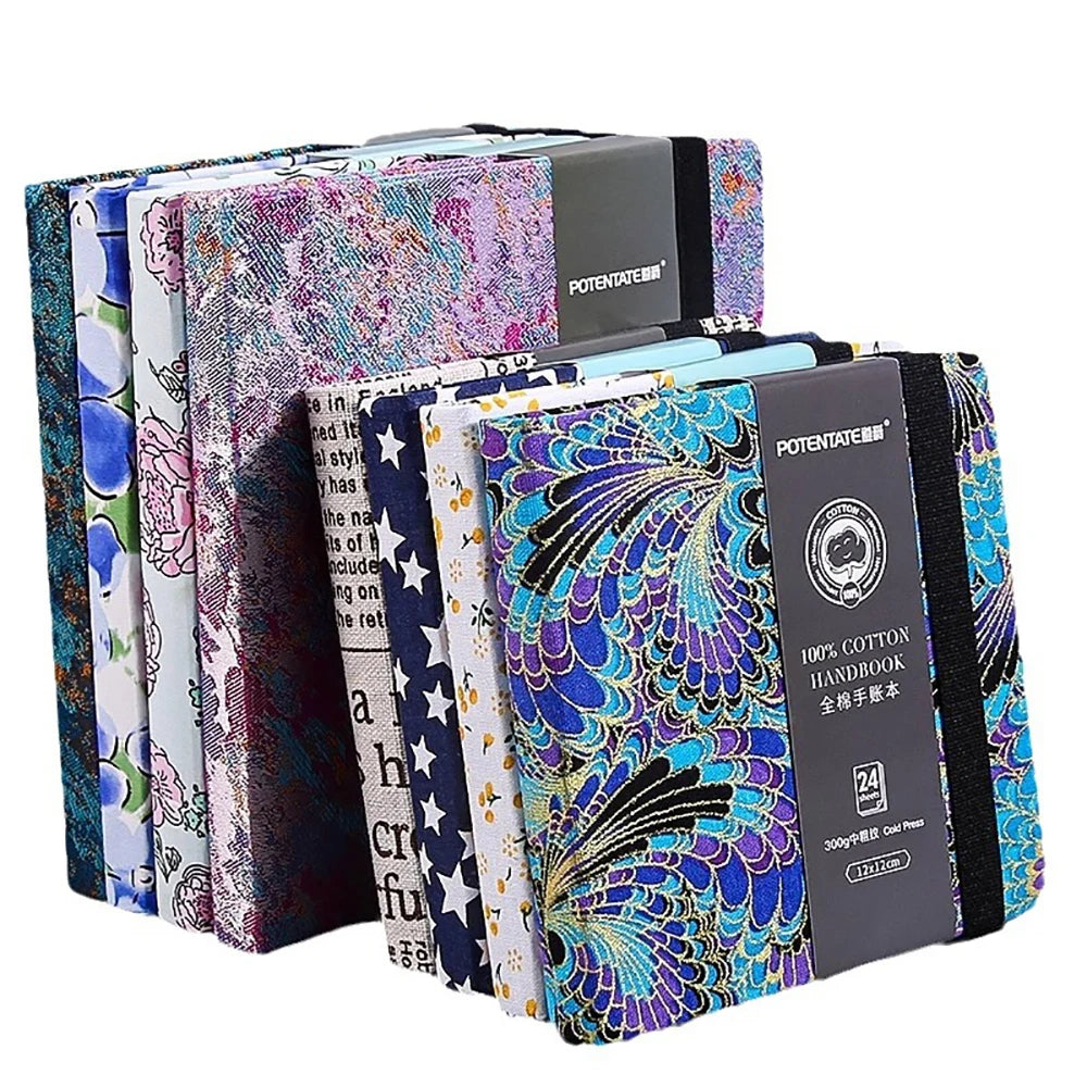 100% Cotton Square Watercolor Sketchbook 300gsm Paper Folded Drawing Pad Organ Sketch Notebook Student Watercolor Journal Book