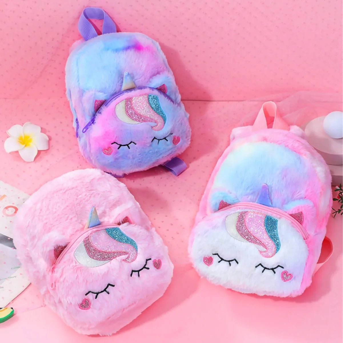 Cross-border new plush unicorn cartoon children's backpack backpack satchel cute girl small backpack schoolbag