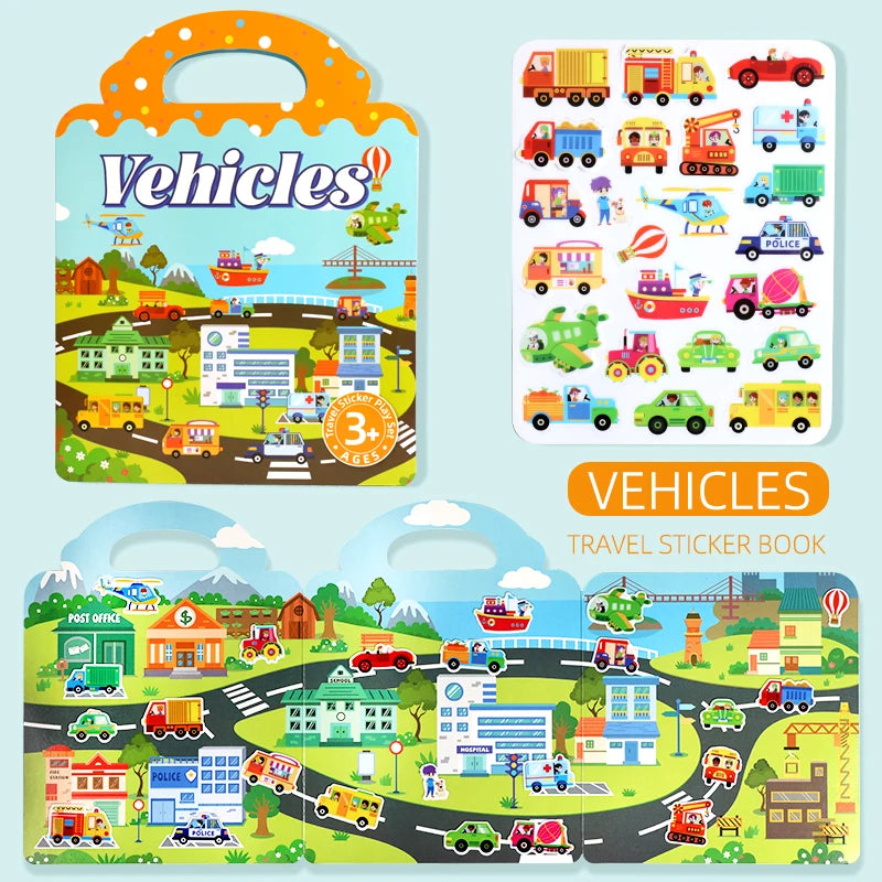 Jelly Sticker Book for Kids DIY Quiet Fun with Scene Stickers Reusable Paste Puzzle Book Educational Activity for Children