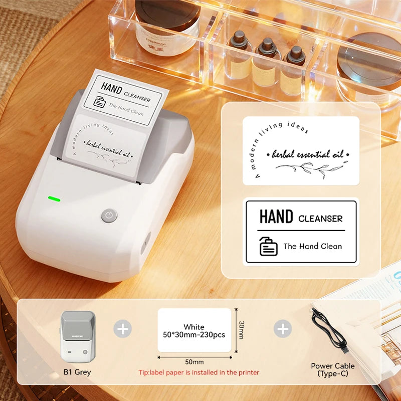 NIIMBOT B1 Portable Thermal Printer With Tapes 2 Inch Adhesive Label Printer Mini Bluetooth Sticker Maker Support Smartphones PC