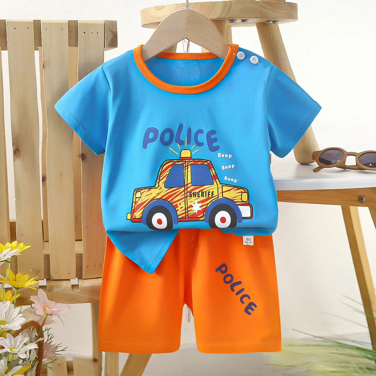 1 Sets Pure Cotton Kids Cartoon Clothing Summer Baby Fashion Short Sleeve Suits Boys Girls T-Shirts+Shorts Children Outfits