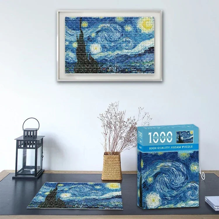 38*26cm Mini Jigsaw Puzzle 1000 Pieces for Adults Famous Oil Painting Van Gogh Puzzle Christmas Gift Toy Educational Toys
