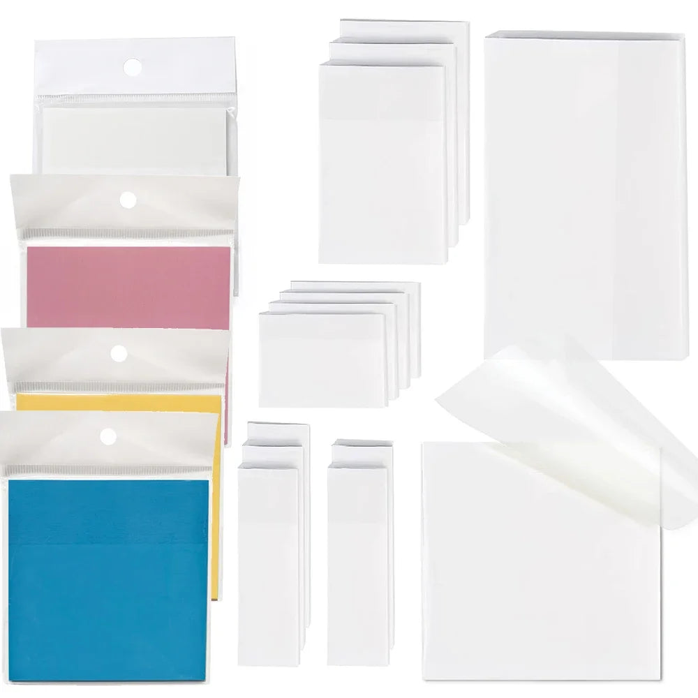 50 Sheets Transparent Waterproof Posted It Sticky Note Pads Notepad Clear Self-Adhesive Posits School Stationery Office Supplies