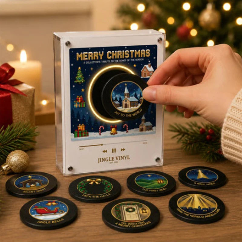 Christmas Magnetic Music Refrigerator Magnet Customized Light Up Rotating Music Player Set Musical Fridge Sticker Decor Gift