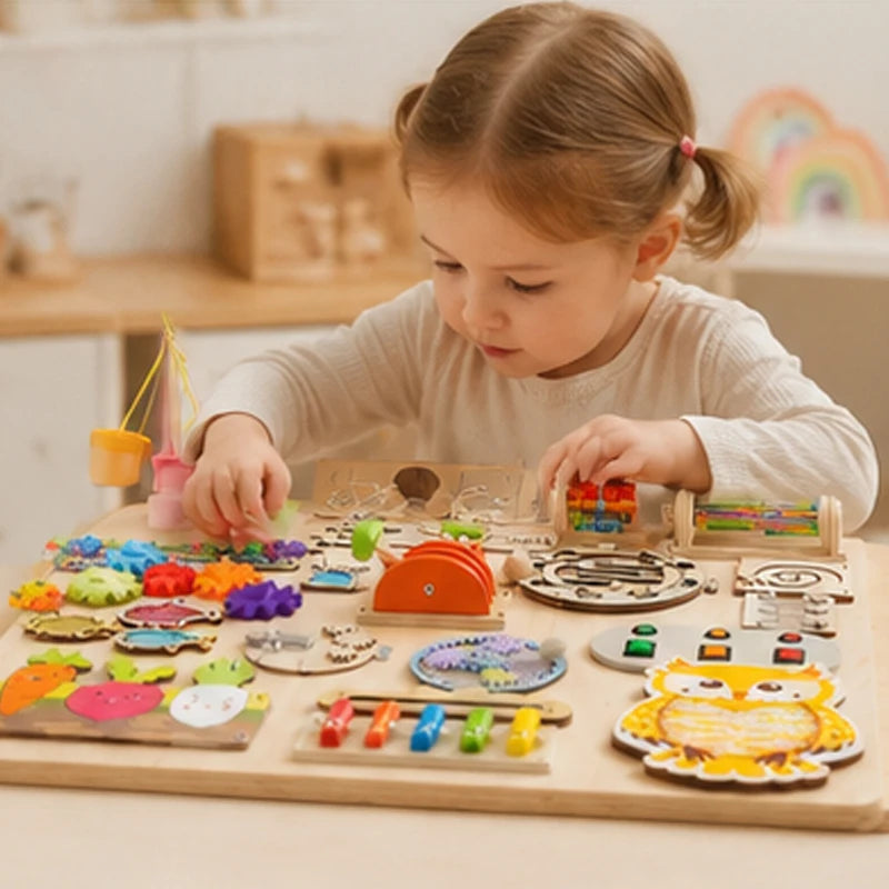 Premium Montessori Busy Board Accessories  Sensory Fine Motor Skills Educational Toys | Wooden Activity Kit For  Preschoolers