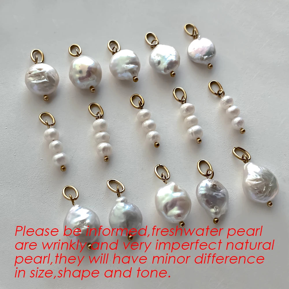 eManco Natural Cultured Freshwater Pearl Charms with  Stainless Steel Jump Rings for DIY Earrings Necklace Jewelry Making
