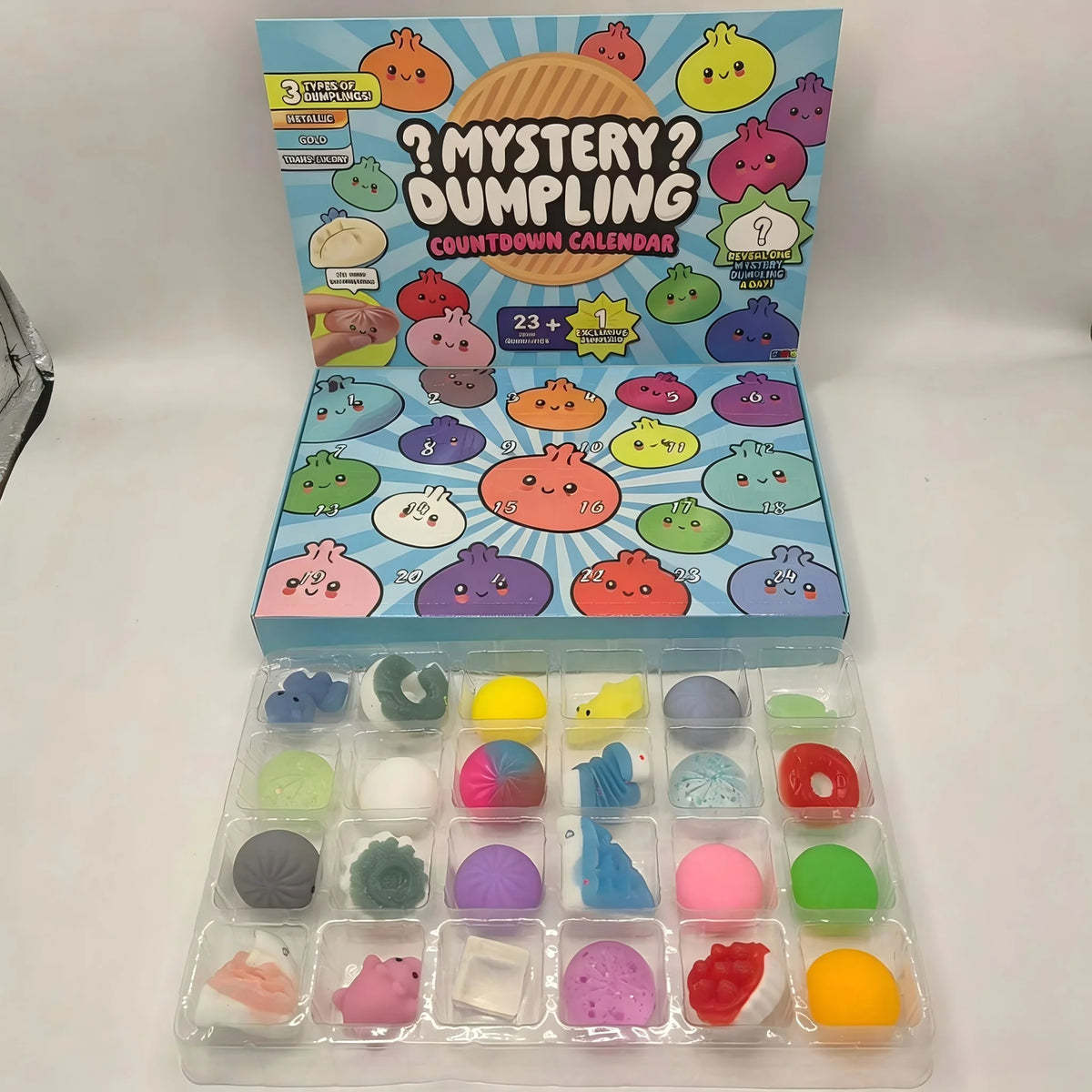 24 Days Advent Calendar Squishy Blind Box Cute Dumpling Bun Fidget Toy Slow Rebound Stress Surprise Gift For Christmas Holiday