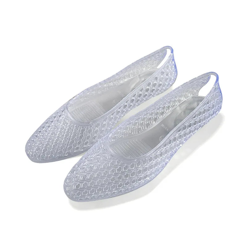 Summer Women Flat Korean Jelly Shoes Ins Outdoor Versatile Sweet Casual Clogs Outdoor Daily Commuter Travel Sandals