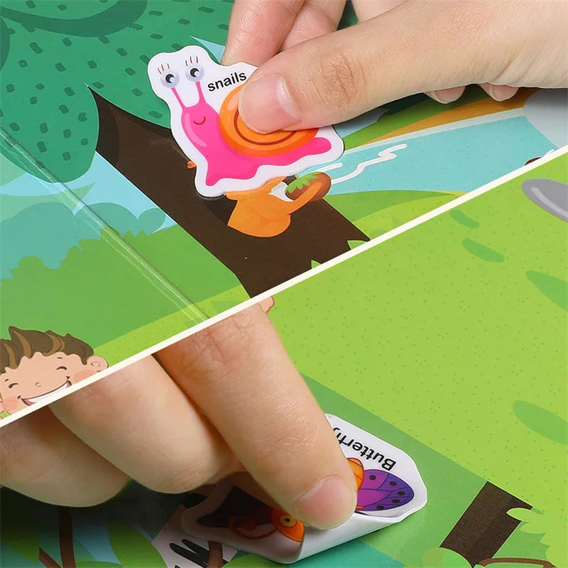 1set Waterproof Sticker Books Reusable Sticker Book For Toddlers Quiet DIY Activity For Kids, Fun & Educational Learning Toy