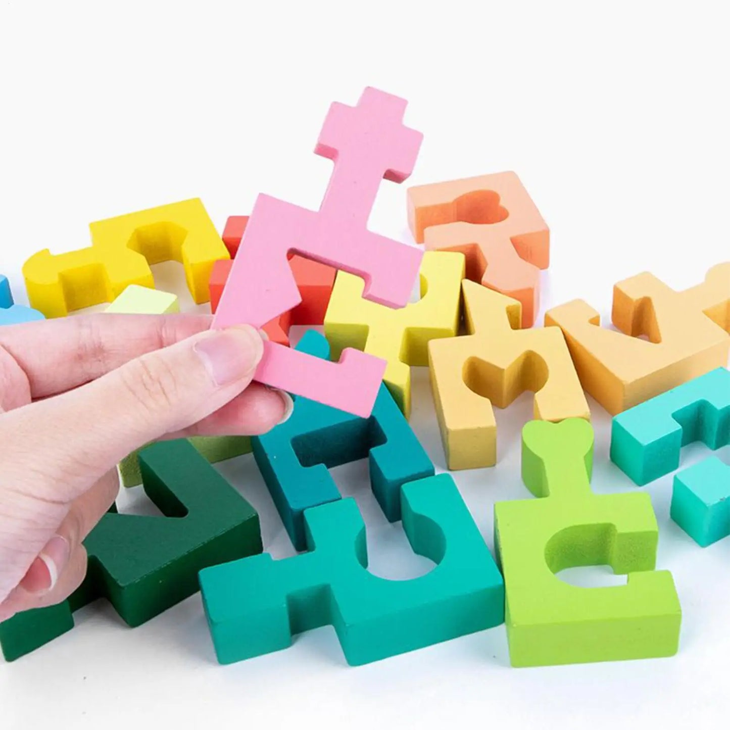 Wooden Puzzles Geometric Shape Matching Toy 16 Pcs Jigsaw Puzzle for Kids Boys Girls Learning Home School Kindergarten Education
