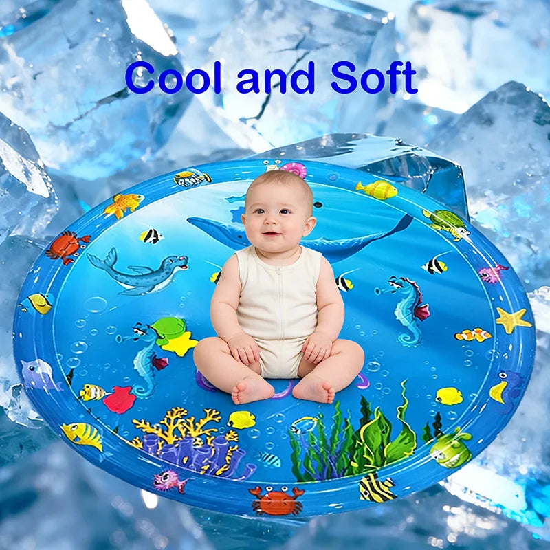 65/100cm Circle Inflatable Baby Water Play Mat Infant Toddler Kid Tummy Time Water Pad Cushion Early Educate Develop Activity