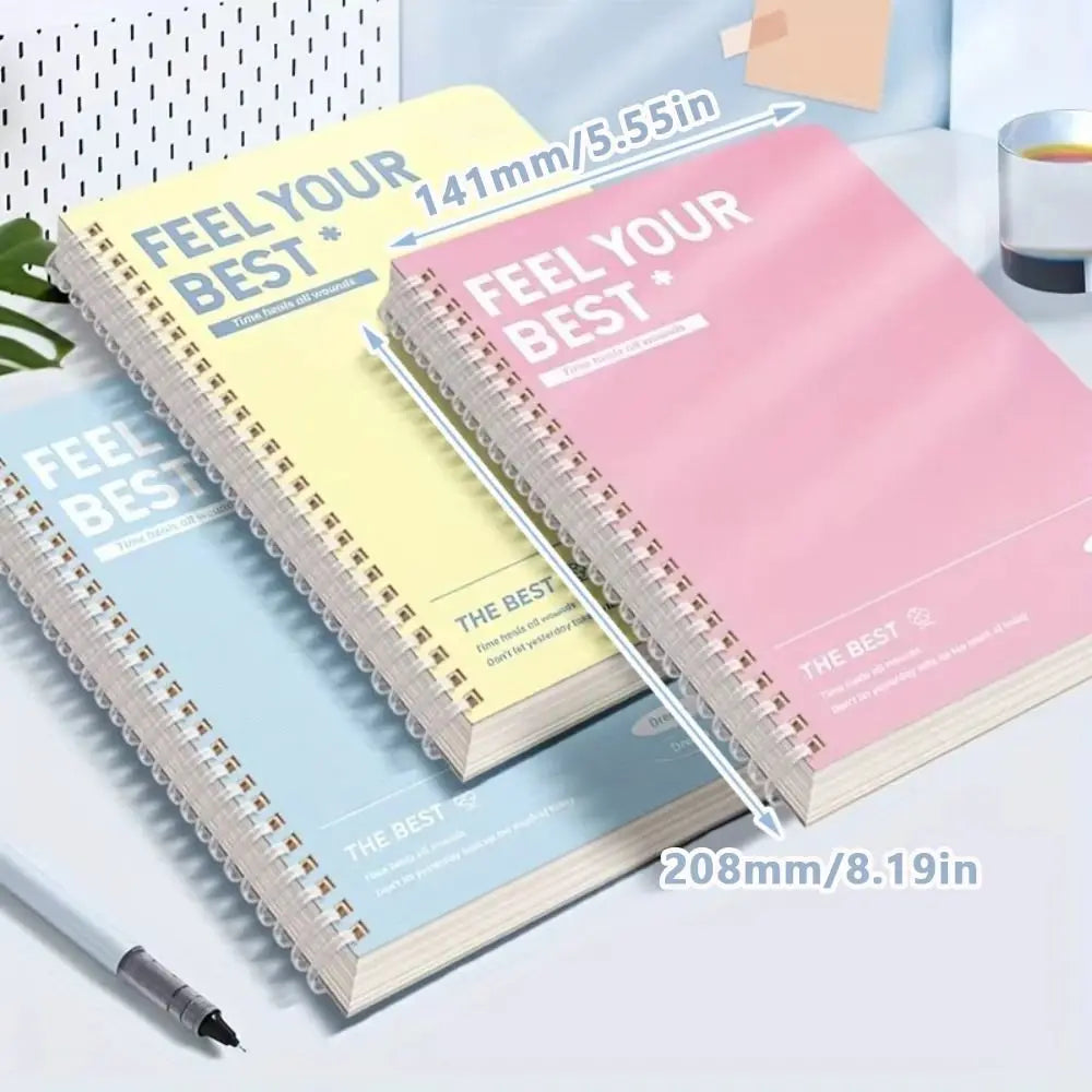60Sheets/Book A5 Spiral Notebooks Color Horizontal Line Inner Pages Notepad Perforated Pages Diary Book School Office