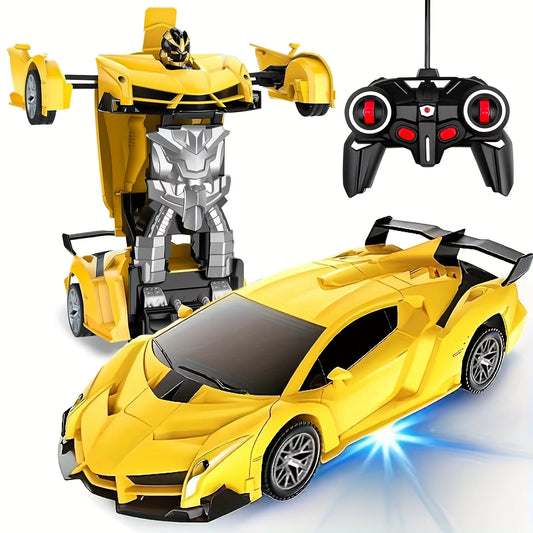 2-in-1 Electric Remote-Controlled Transformable Robot Model Racing Car Toy 360° Drift Rotation One-Button Transformation Childre