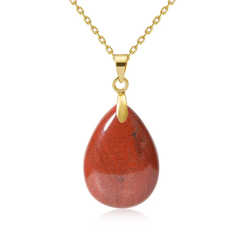 Natural Stone Crystal Pendant Teardrop Fashion Necklace For Diy Necklace Earrings Making Jewelry Christmas Friendship Gift