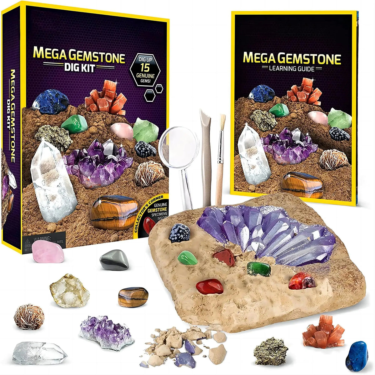 Gemstone Dig Kit Kids STEM Educational Science Toy Crystal Mining Excavation Set Boys Girls Birthday Gift