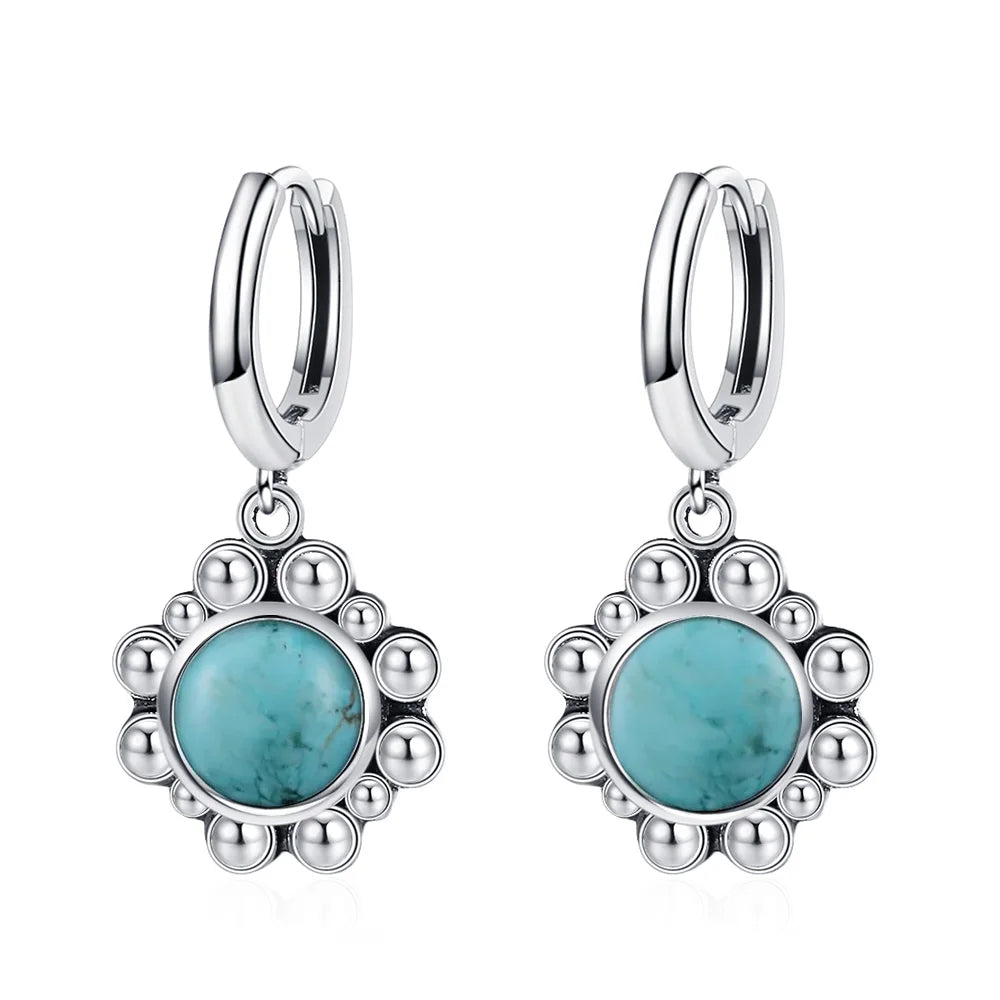 New Elegant Natural Kyanite S925 Silver Drop Earrings for Women Vintage Jewelry Wedding Engagement Hoop Earrings Gifts
