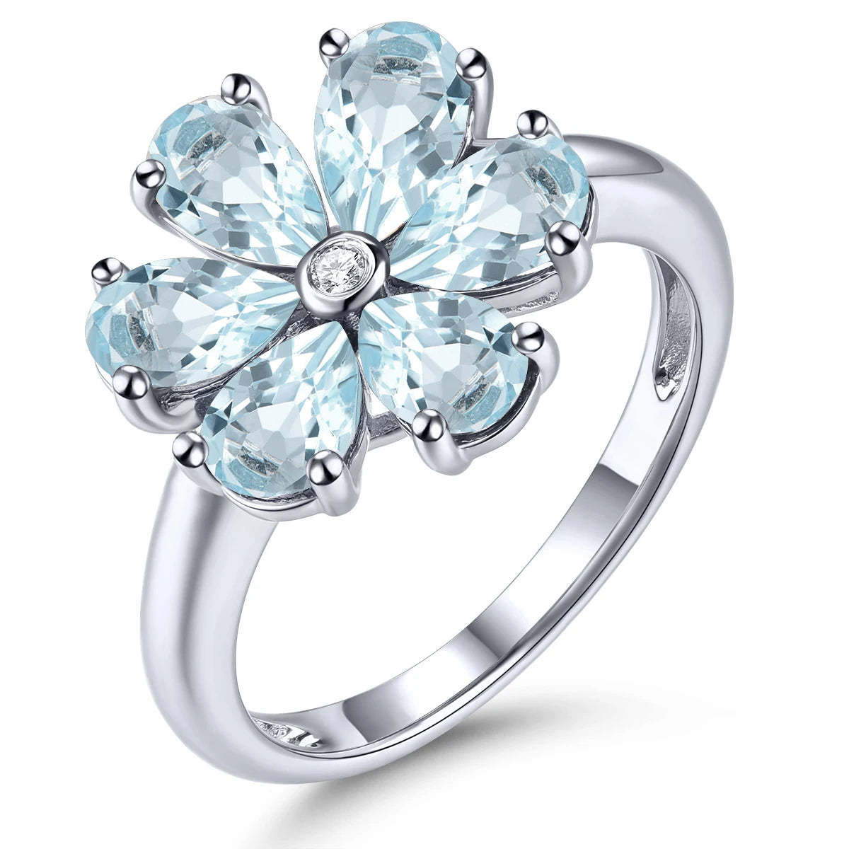 Natural Red Garnet Solid Sterling Silver Rings 2.8 Carats Genuine Gemstone Romantic Flower Design S925 Fine Jewelrys Gifts