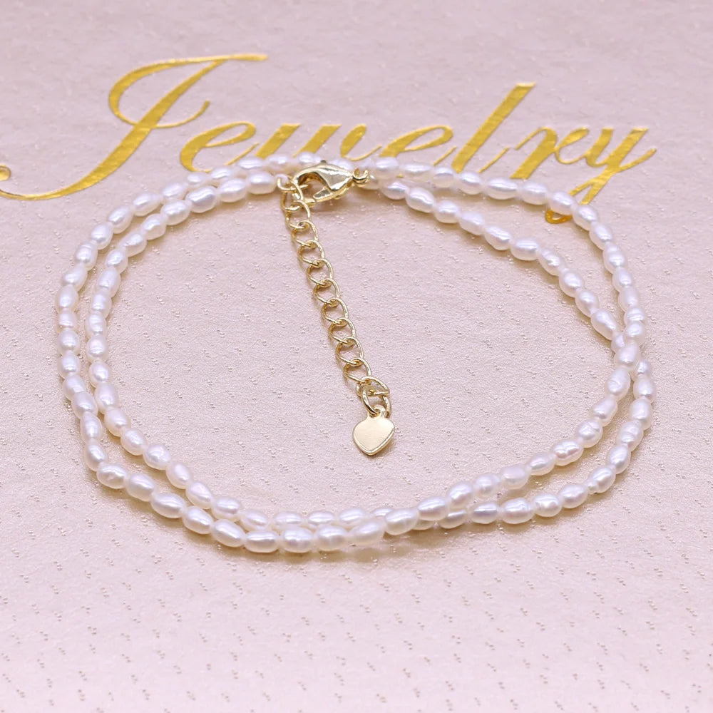 AA Natural Freshwater Pearl Necklace Rice Shape Pearls Jewelry for Women Wedding Gifts Fashion Copper Chain Chokers Necklace