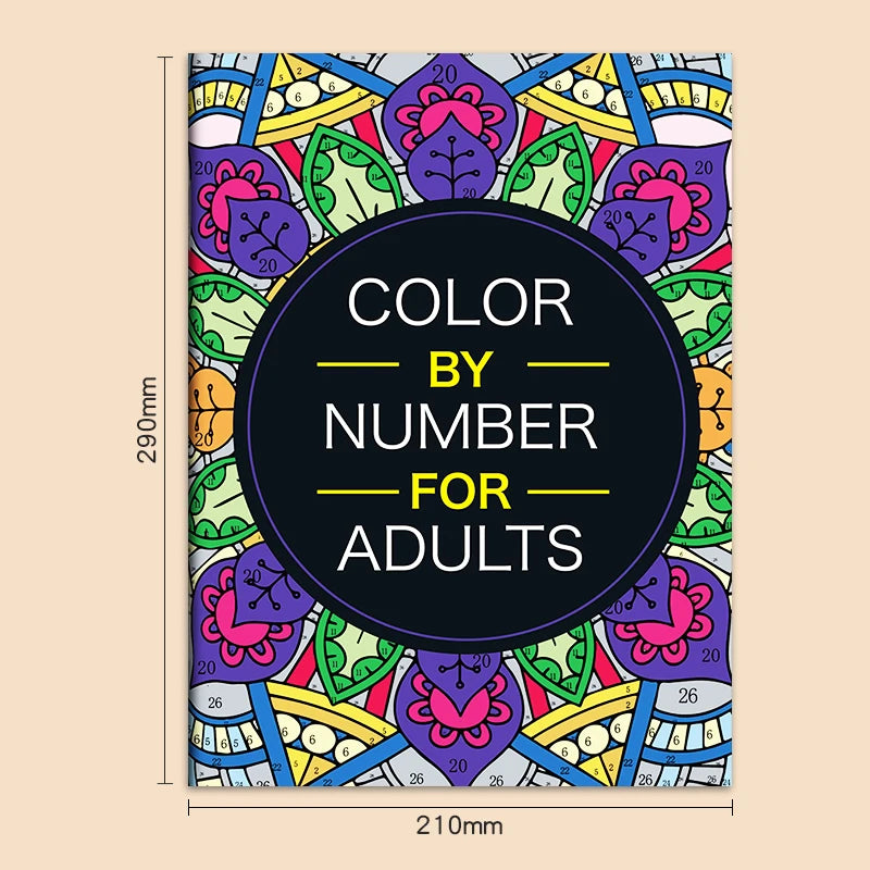 Color by Number for Adults Coloring Book 32 Pages Floral Mandala Design Stress Relief Relaxation Therapy Activity Book