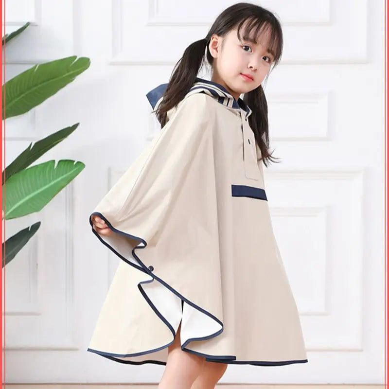Raincoat Ponchos Rain Jacket Children Rainwear with Large Pocket, School Bag Position, for Boys Girls, S, M, L