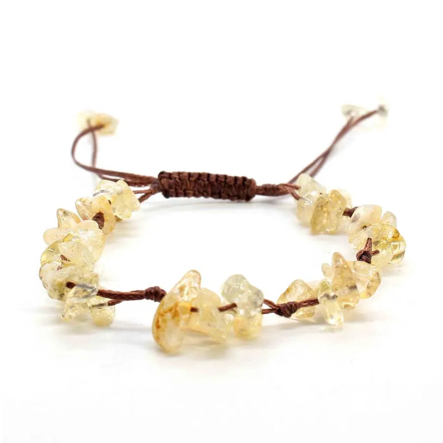 Macrame Crystal Chip Stone Braided Bracelets For Women Girls Natural Amethyst Quartz Gemetone Weave Adjustable Bracelet Jewelry