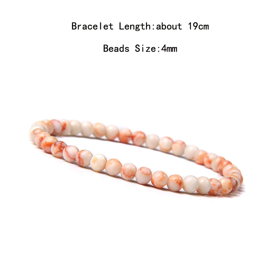 4mm Quartz Agate Bead Natural Stone Beaded Bracelet Lava Rock Tiger Eye Black Onyx Crystal Women Men Yoga Healing Chakra Jewelry