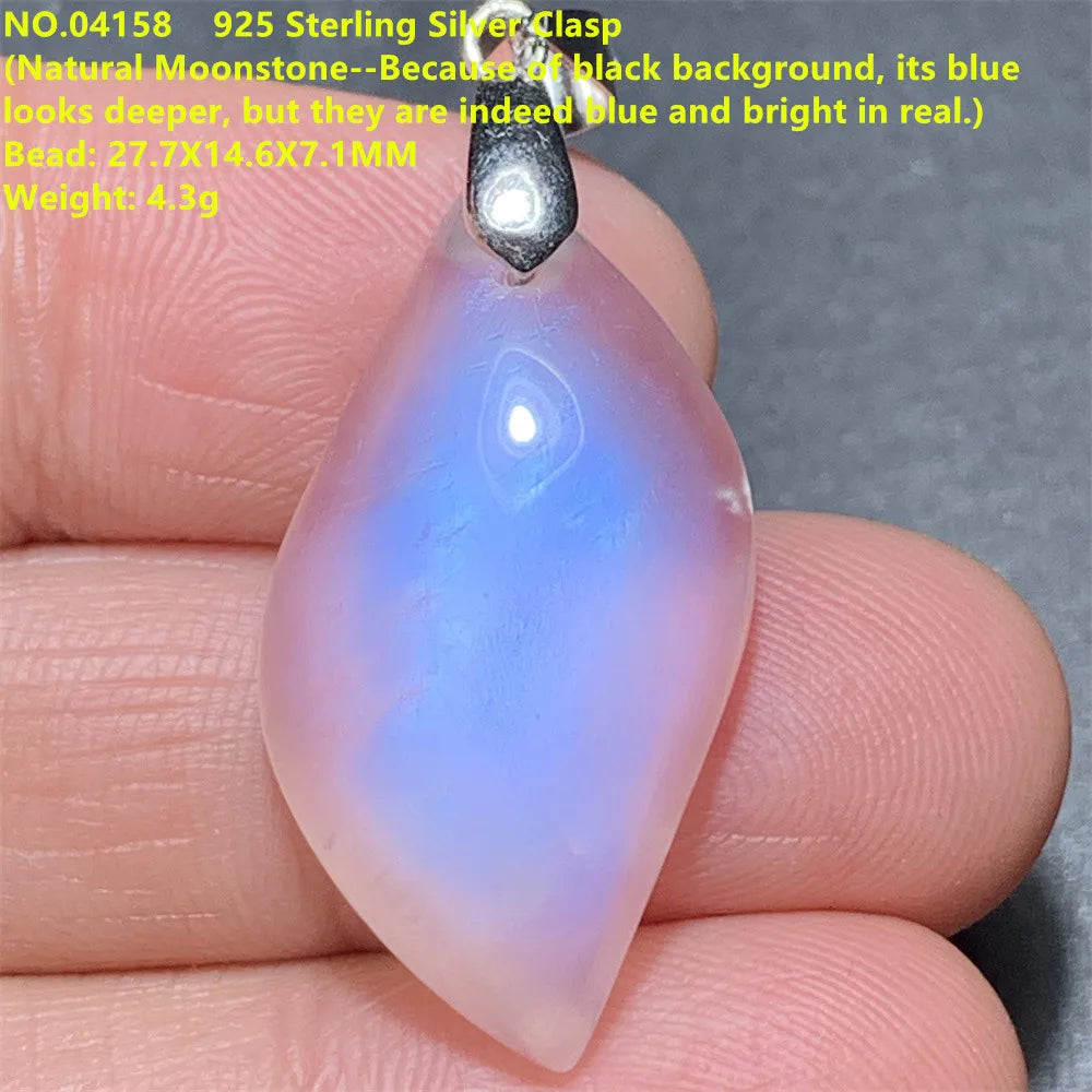 Natural Colorful Moonstone Pendants Necklaces Unusual Women Big Orange Blue Light Rainbow Moon Stones Bead Gemstone Jewelry S925