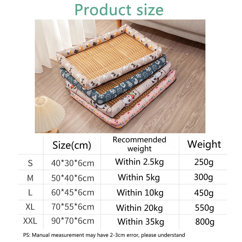 Comfortable Summer Small Cat Cooling Mat Moistureproof Medium Dog Sleeping Bed Cushion Rattan Mat Pet Puppy Accessories