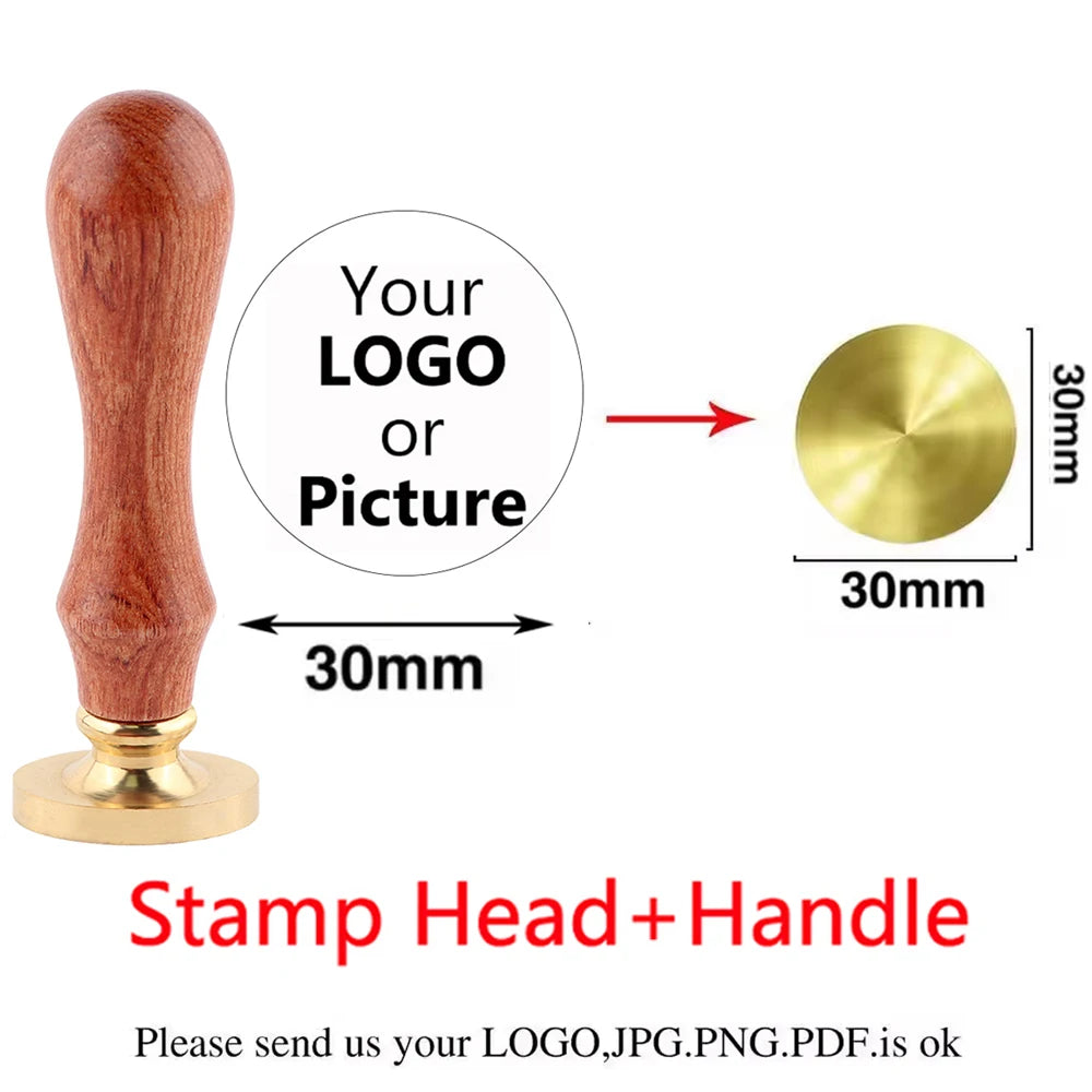 Custom Brass Wax Seal Stamp – Personalized Logo Head in 25–50mm