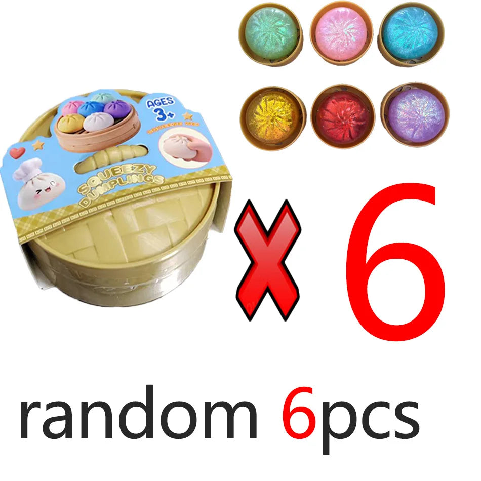 Dumpling Pressure Dumpling Squishies Cute Colorful Bun Toy Slow Rising Stress Relief Fidget Toy for Kids Adults Anti-Anxiety Gif