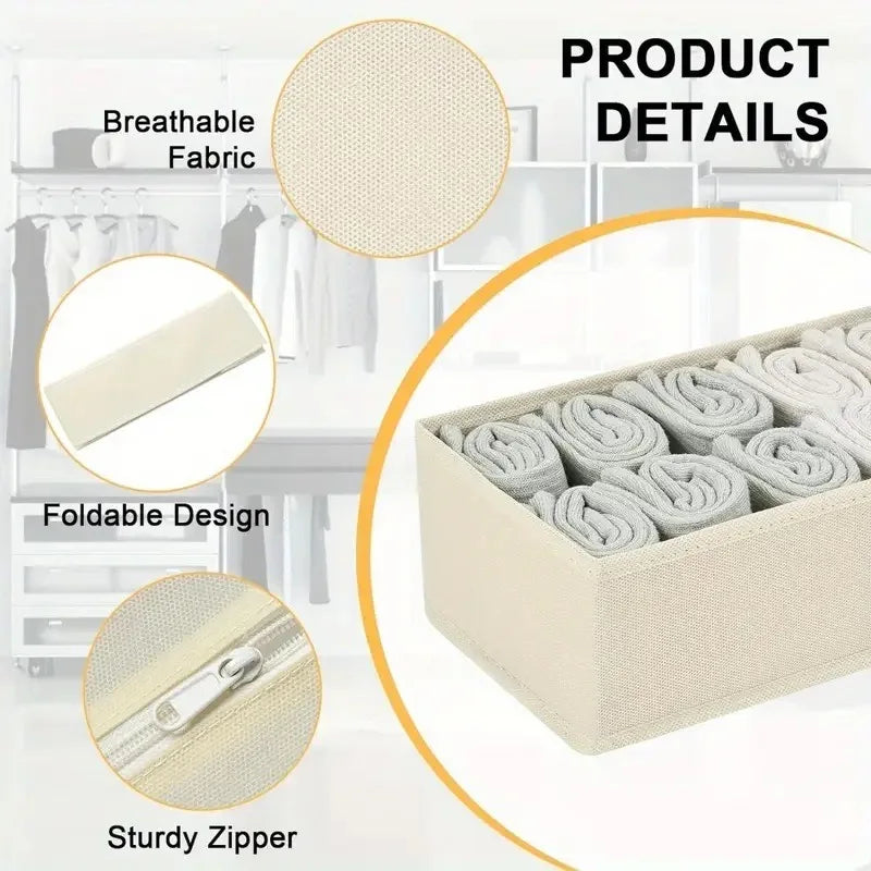 4pcs Foldable Drawer Organizer Underwear Socks Bra Clothes Storage Box Closet Wardrobe Organization Household Dresser Storage