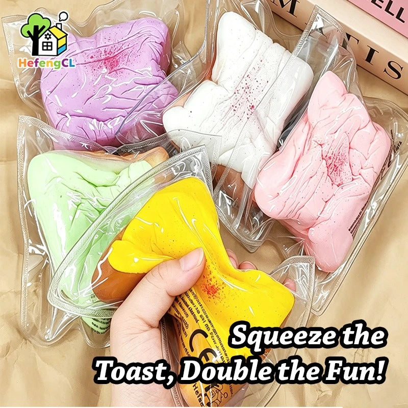(HefengCL)Colorful Toast PU Squishy Toys, Soft Slow‑Rebound Stress‑Relief Toys, Random Colors, Ideal Party Favors Holiday Gifts