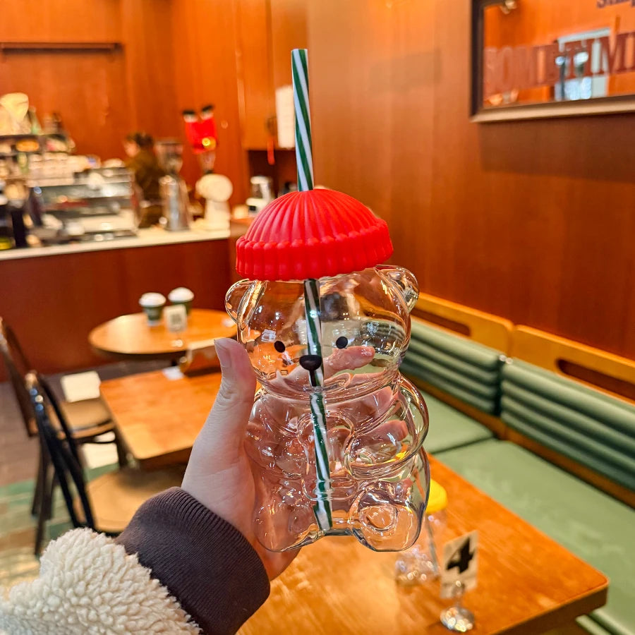 20oz New Bear Straw Tumbler, Plastic Cup for Coffee Beer Wine Cocktails, Office Party Drinkware, Christmas Birthday Gift