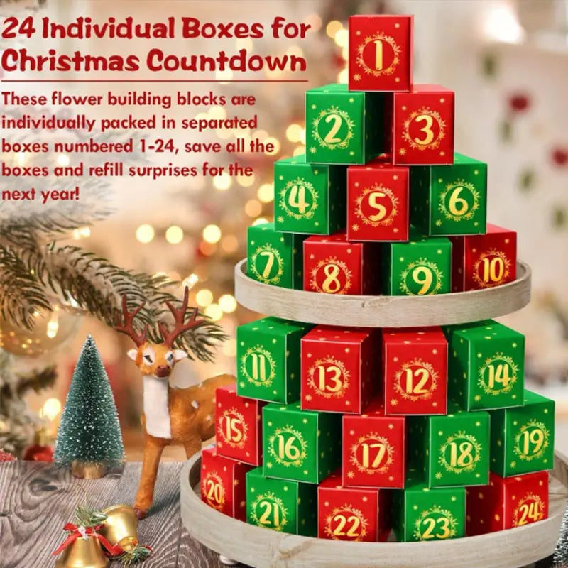 Flower Bouquet Building Block Advent Calendar – 24-Piece Gift for Mom & Girlfriend