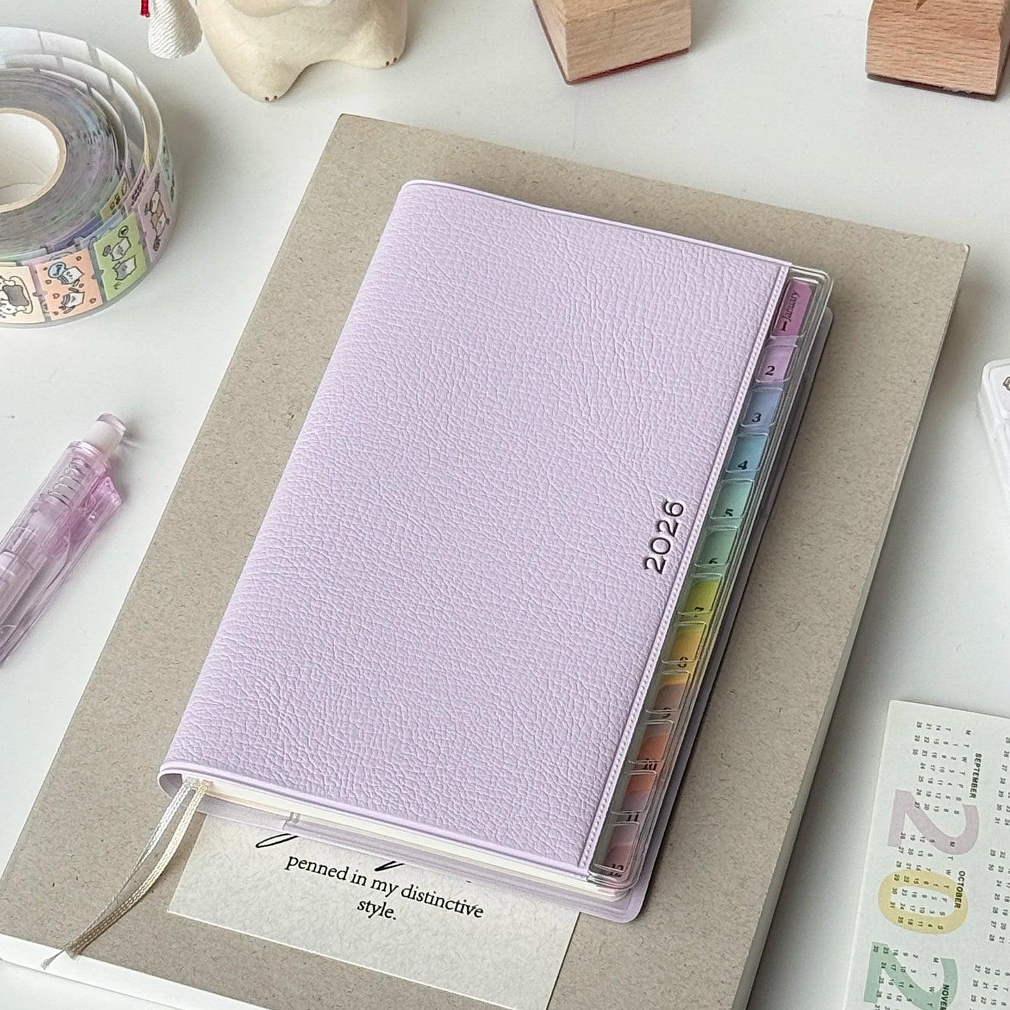 Calendar Notebook Diary 2026 Planner with Rainbow Index Cortical Schedule Handbook High Value Monthly Weekly Plan Work Notes