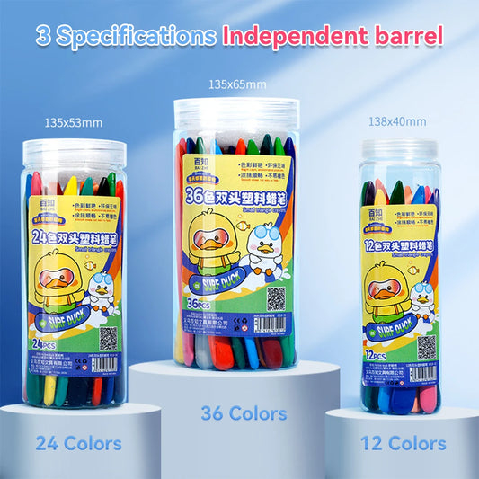 12-36 Color Kawaii Double-headed Triangle Crayon Children's Oil Painting Sticks Safe and Harmless Early Art Educational Supplies