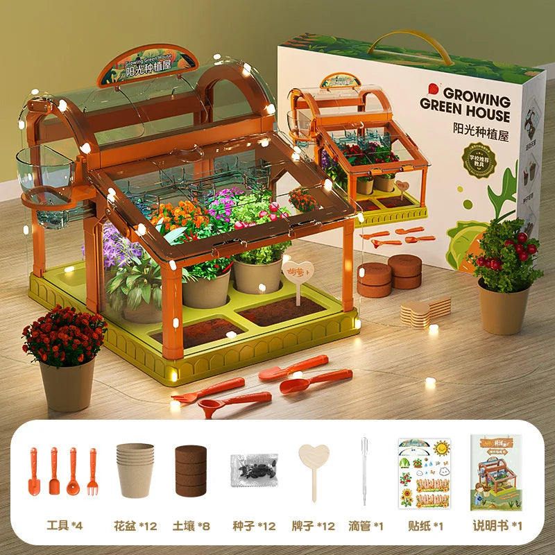 Kids Greenhouse Toy Plant Growing Kit With Tools Soil Observation Box STEM Education Science Experiment Kindergarten Home Garden