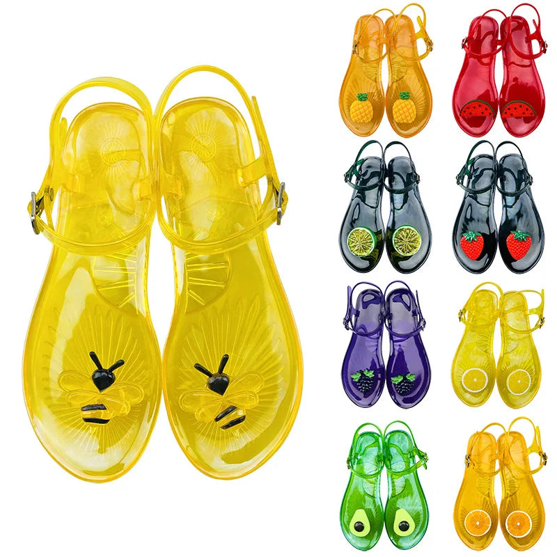 Fruit Jelly Sandals For Women Slipper With Anti Slip Soft Soles PVC Beach Lemon Slippers Shoes 2026 New