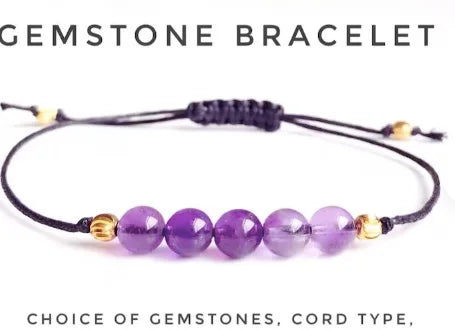Gemstone Bracelet  Amethyst Bracelet Natural Bead String Woven Crystal Amethyst Bracelets