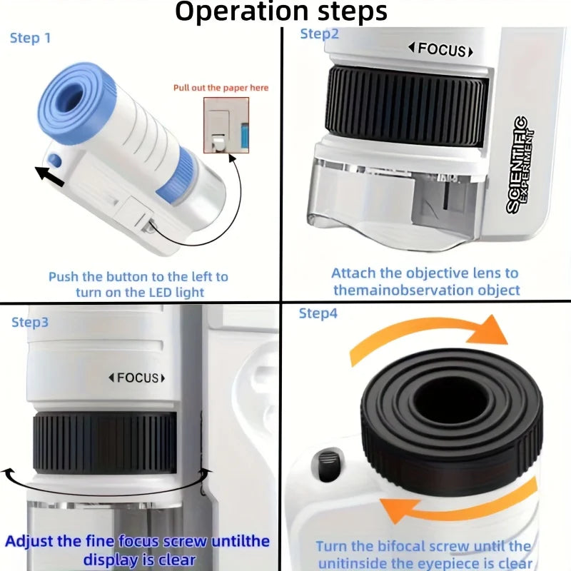 Handheld Microscope Kit Lab  Home School Biological Science Educational Toys For Children Birthday Gift