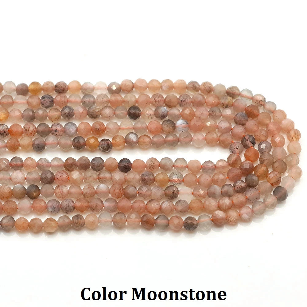 2 3mm Natural Faceted Amethyst Garnet Tourmaline Gem Stone Beads Round Mineral Bead for Jewelry Making DIY Bracelet Accessories