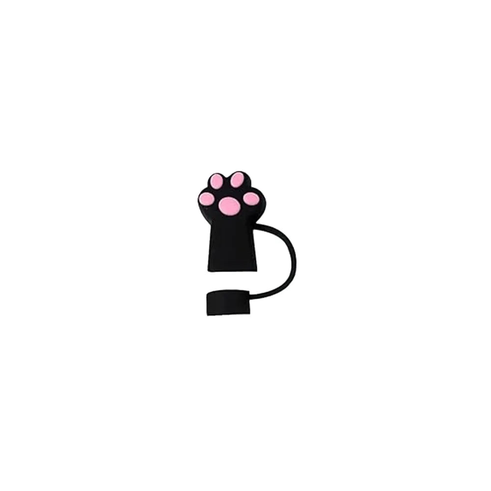 Cute Silicone Straw Toppers Cat Paw Straw Cover For Stanley 30/40oz Tumbler Cup Reusable Dust-Proof Spill-Proof Plug 10mm