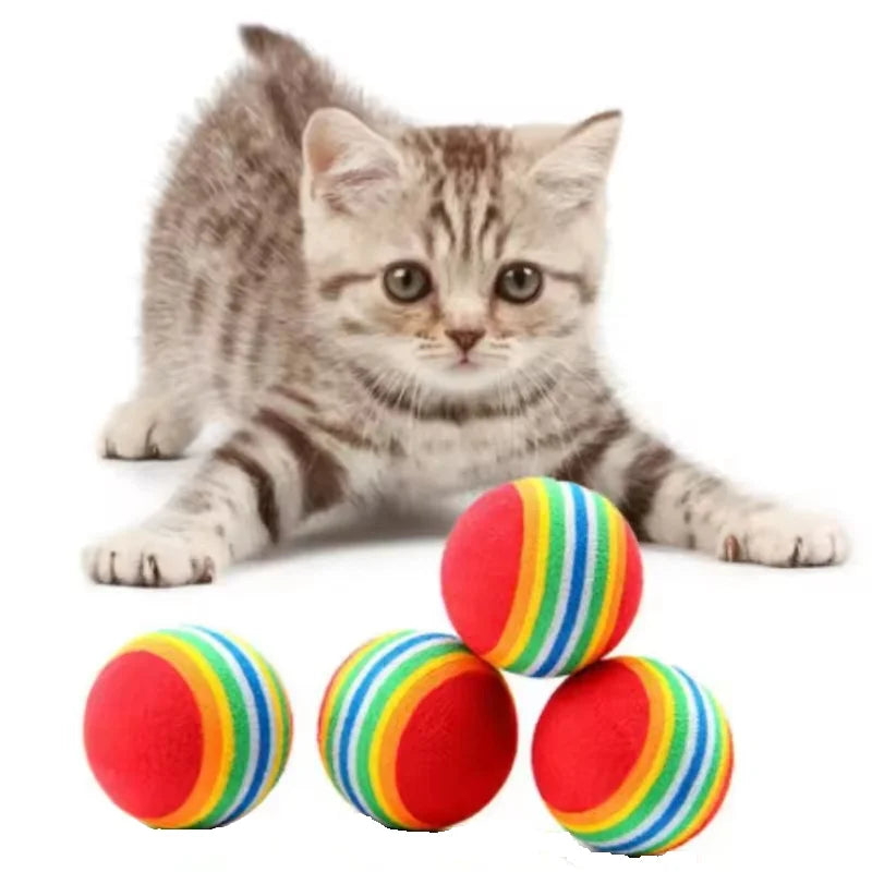 5/10PCS Rainbow EVA Pet Toy Balls Soft Lightweight Interactive Scratch Chew Rattle Balls for Cat Dog Playing Training Pet
