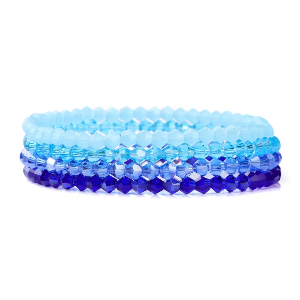 4Pcs/Set Crystal Bracelets For Women Girls Natural Stone Beads Bracelets Grey pink White blue series Crystal Fashion Jewelry