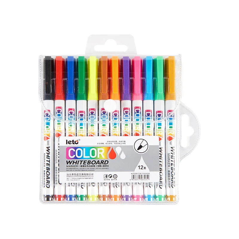 12 Color Blackboard Pencil Markers Erasable Water-based Marker Pen Non-toxic Writing and Drawing Learning Pen for Children
